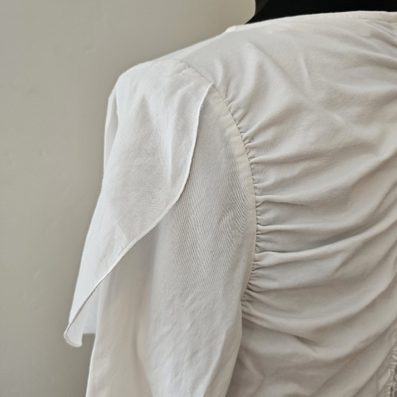 Size 42 Anne Fontaine white ruffled sleeve blouse. - Picture 9 of 13
